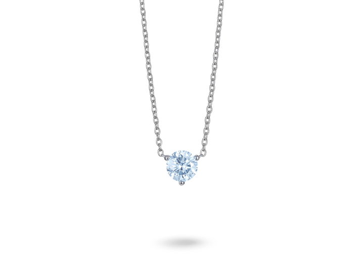 Lab-Grown Diamond 1ct. Round Brilliant Solitaire 14k Gold Pendant | Blue