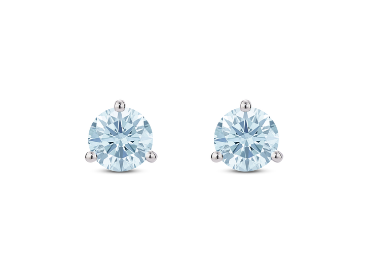 Lab-Grown Diamond 1½ct. tw. Round Brilliant Solitaire 14k Gold Studs | Blue