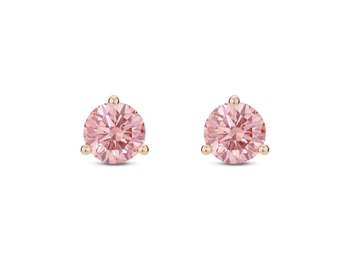 Lab-Grown Diamond 1½ct. tw. Round Brilliant Solitaire 14k Gold Studs | Pink